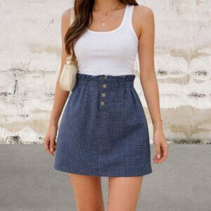 American Eagle Outfitters Blue Plaid Mini Skirt Size Small